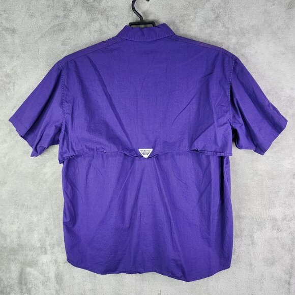 Mens Purple Columbia PFG Fishing Shirt Button Down Short Sleeve Size L - Picture 9 of 13
